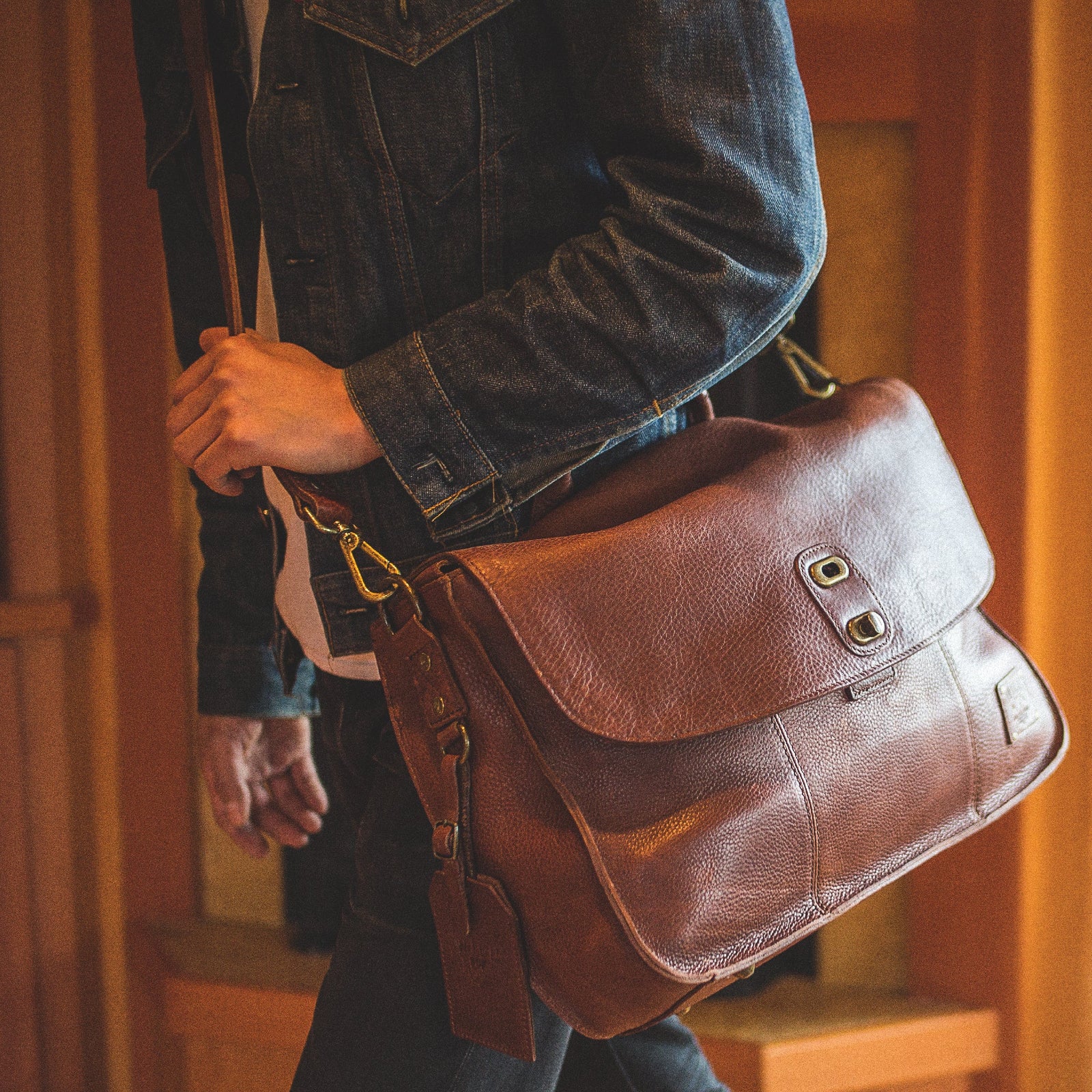 Kent Leather Messenger Bag in Cognac by Will Leather Goods