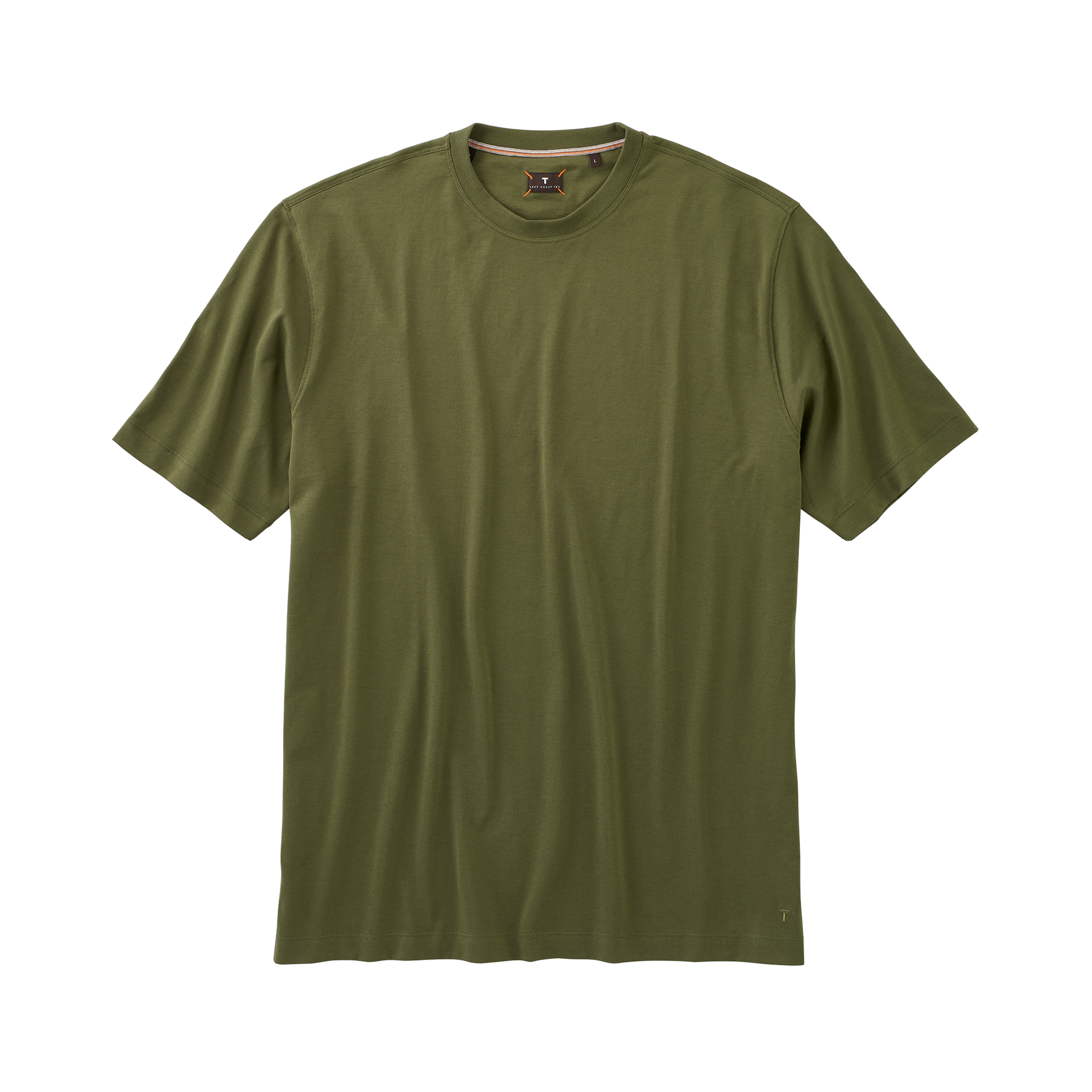 Crew Neck Peruvian Cotton Tee Shirt in Olive by Left Coast Tee