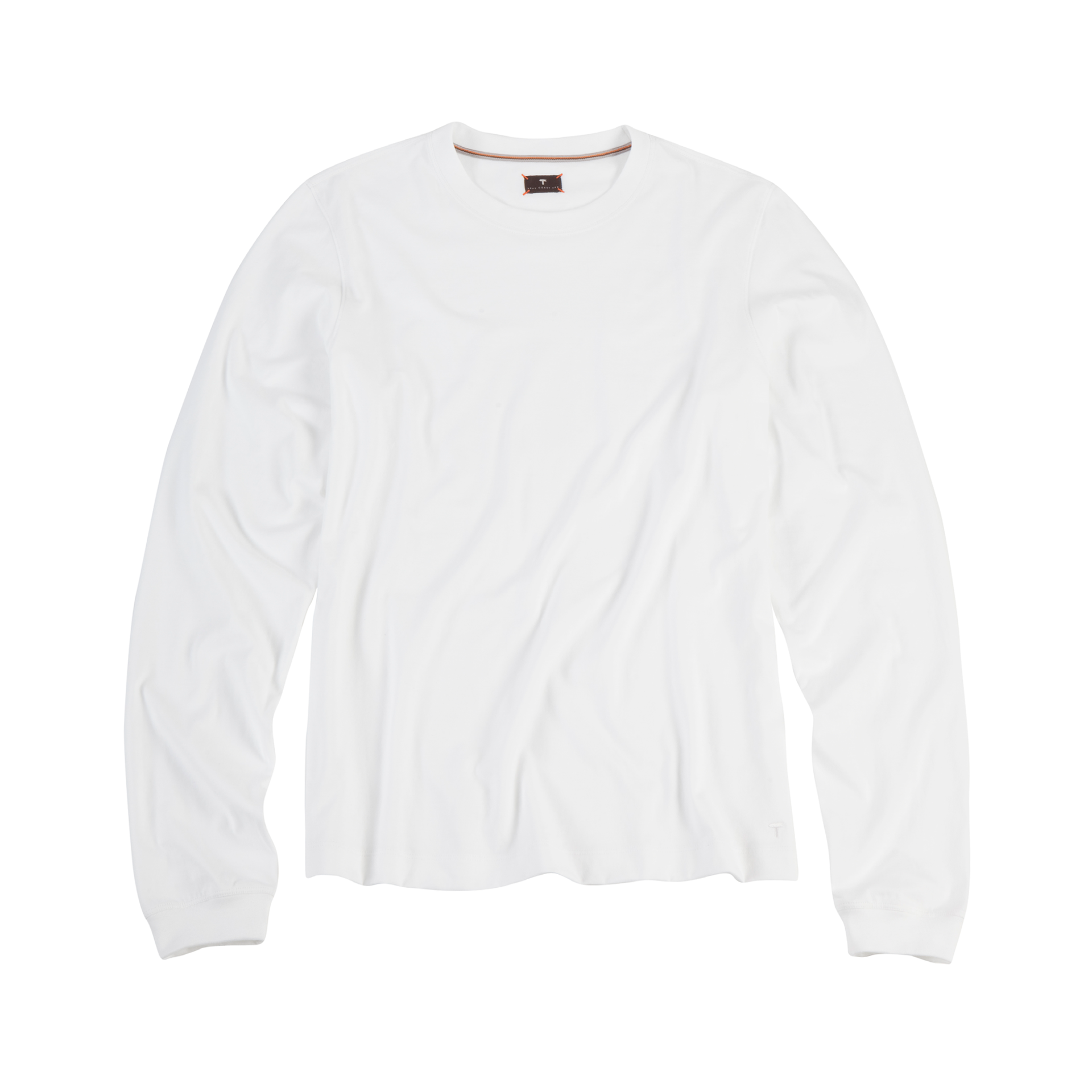 Long Sleeve Crew Neck Peruvian Cotton Tee Shirt in White by Left Coast Tee