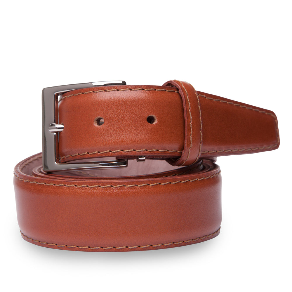 French Calf Belt in Cognac with Cognac Stitching by L.E.N. Bespoke