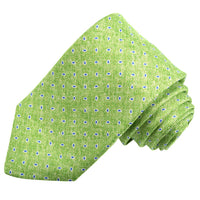 Green, Latte, and Blue Micro Teardrop Paisley Silk Printed Panama Tie by Dion Neckwear