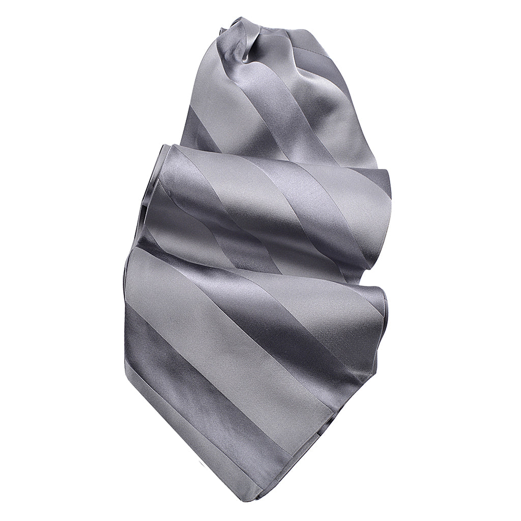 Tonal Stripe Silk Satin Woven Jacquard Ascot in Choice of 24 Colors by Dion