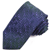 Purple and Hunter Green Chevron Woven Silk Jacquard Tie by Dion Neckwear