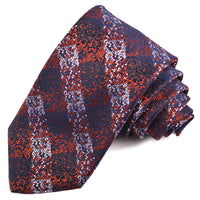 Rust, Navy, and Lilac Speckled Plaid Woven Silk Jacquard Tie by Dion Neckwear