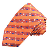 Orange, Red, and Royal Blue Tulip Stripe Woven Silk Tie by Dion Neckwear