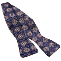 Textured Medallion Silk Jacquard Bow Tie in Navy, Lavender, and Pink by Dion Neckwear