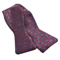 Teardrop Paisley Brushed Silk Jacquard Bow Tie in Brick Red and Steel Blue by Dion Neckwear