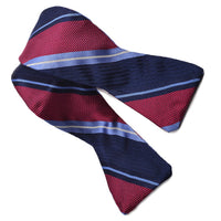 Bold Bar Stripe Silk Jacquard Bow Tie in Navy and Berry by Dion Neckwear