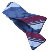 Textured Bar Stripe Silk Jacquard Bow Tie in Navy, Indigo, and Berry by Dion Neckwear