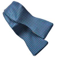 Micro Neat Silk Jacquard Bow Tie in Teal and Navy by Dion Neckwear