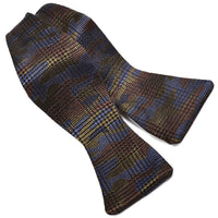 Houndstooth Glen Check Camouflage Silk Jacquard Bow Tie in Brown, Black, and Indigo by Dion Neckwear