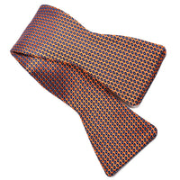 Micro Neat Silk Jacquard Bow Tie in Orange and Navy by Dion Neckwear