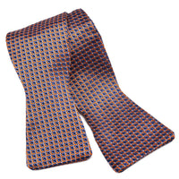 Micro Neat Silk Jacquard Bow Tie in Navy and Orange by Dion Neckwear