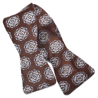Floral Medallion Silk Jacquard Bow Tie in Brown and Steel Blue by Dion Neckwear