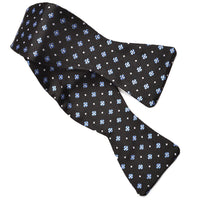 Floral Medallion Silk Jacquard Bow Tie in Black, Sky, and White by Dion Neckwear