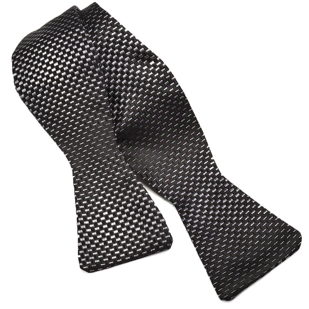 Gradient Geometric Silk Jacquard Bow Tie in Black, Charcoal, and Silver by Dion Neckwear
