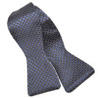 Geometric Micro Neat Silk Jacquard Bow Tie in Sky and Black by Dion Neckwear