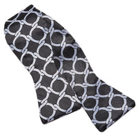 Nautical Links Silk Jacquard Bow Tie in Graphite and Sky Blue by Dion Neckwear