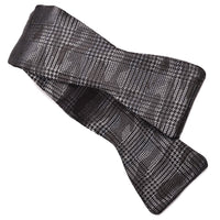 Houndstooth Glen Check Camouflage Silk Jacquard Bow Tie in Charcoal, Black, and Graphite by Dion Neckwear