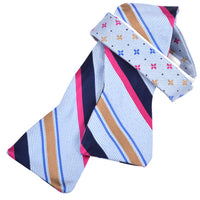 Textured Stripe Silk Jacquard Bow Tie in Sky, Navy, Magenta, and Taupe by Dion Neckwear