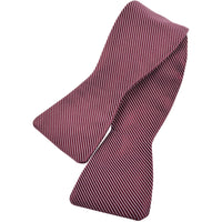 Burgundy, Latte, and Sky Satin Stripe Pin Dot Silk Woven Jacquard Bow Tie by Dion Neckwear