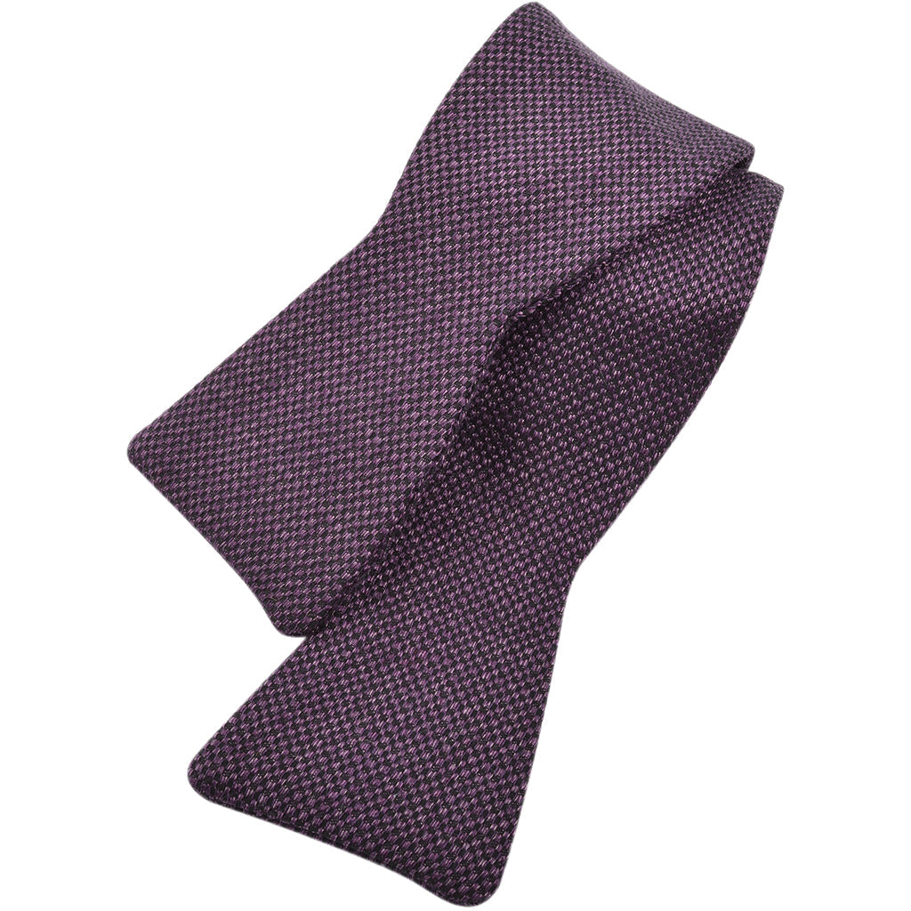 Raisin, Onyx, and Purple Mélange Natted Solid Silk Woven Jacquard Bow Tie by Dion Neckwear