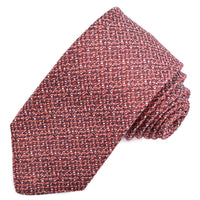 Wine, Red, and White Woven Silk, Linen, and Cotton Jacquard Tie by Dion Neckwear