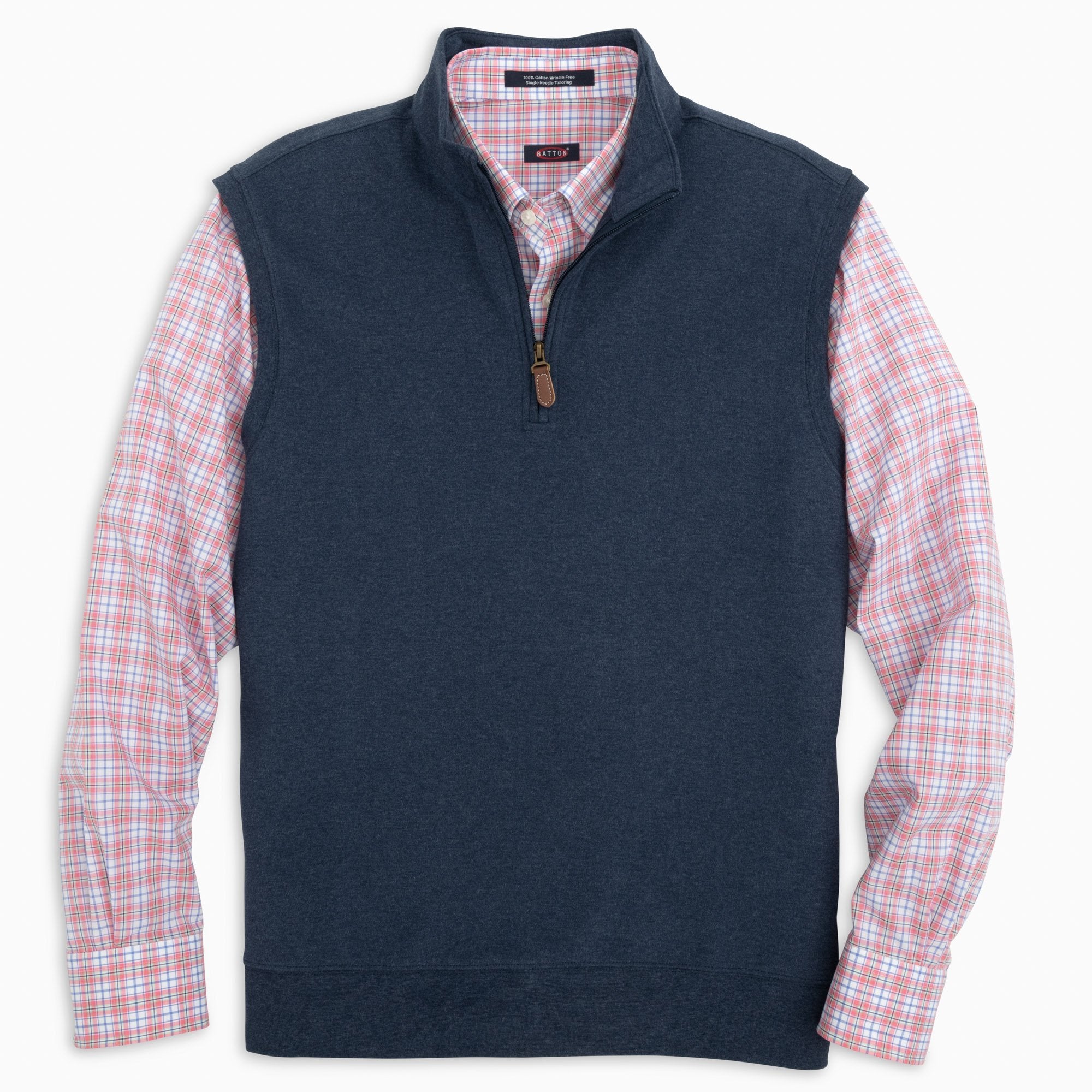 Paulo Quarter-Zip Cotton Performance Vest in Navy by Batton