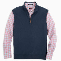 Paulo Quarter-Zip Cotton Performance Vest in Navy by Batton