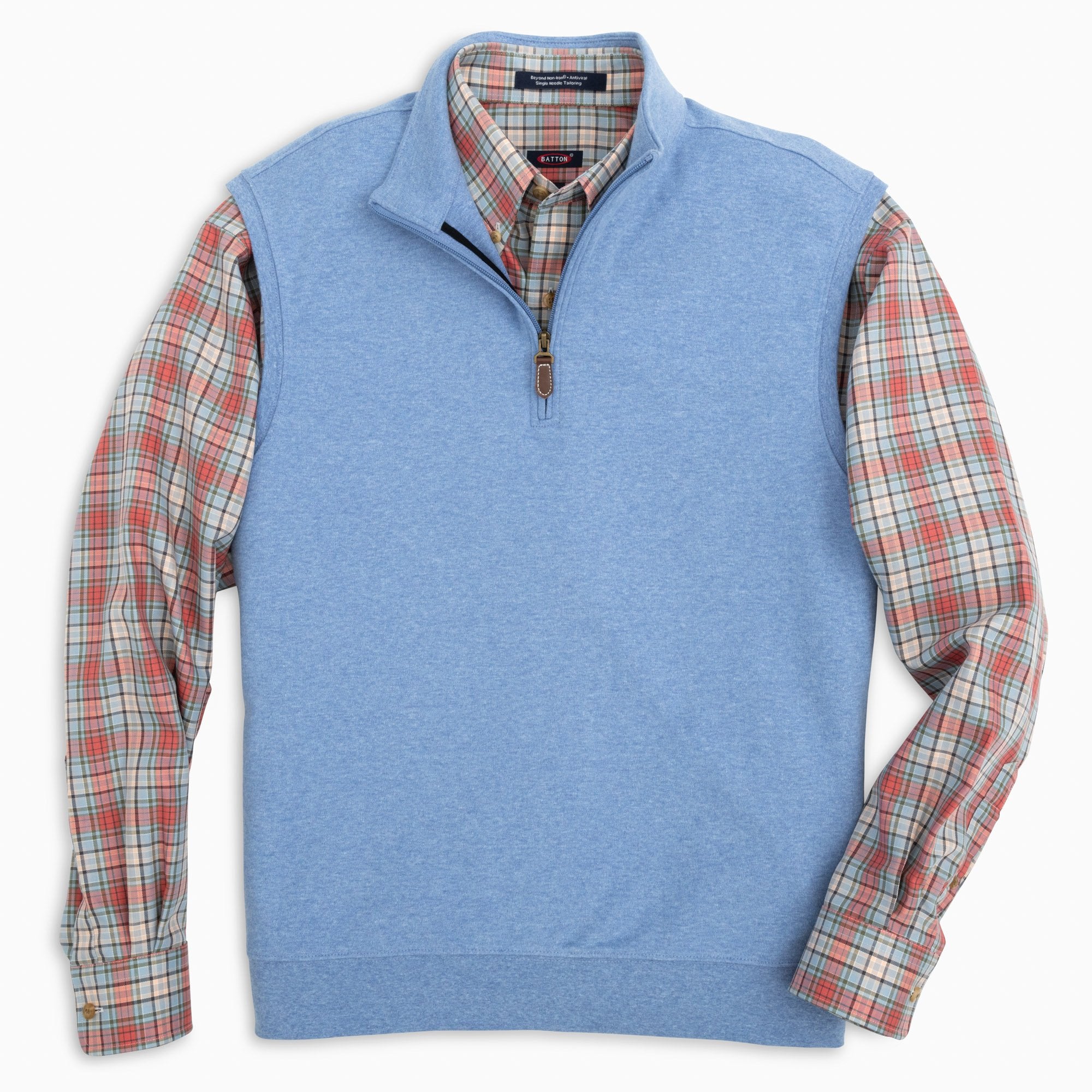 Paulo Quarter-Zip Cotton Performance Vest in Silver Lake by Batton