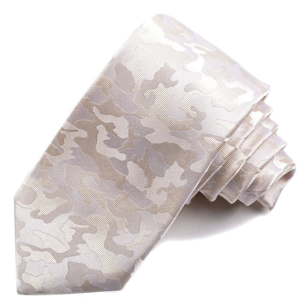 Optical White Camouflage Woven Silk Jacquard Tie by Dion Neckwear