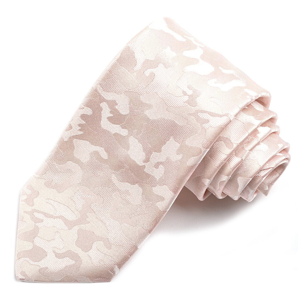 Tonal Blush Pink Camouflage Woven Silk Jacquard Tie by Dion Neckwear
