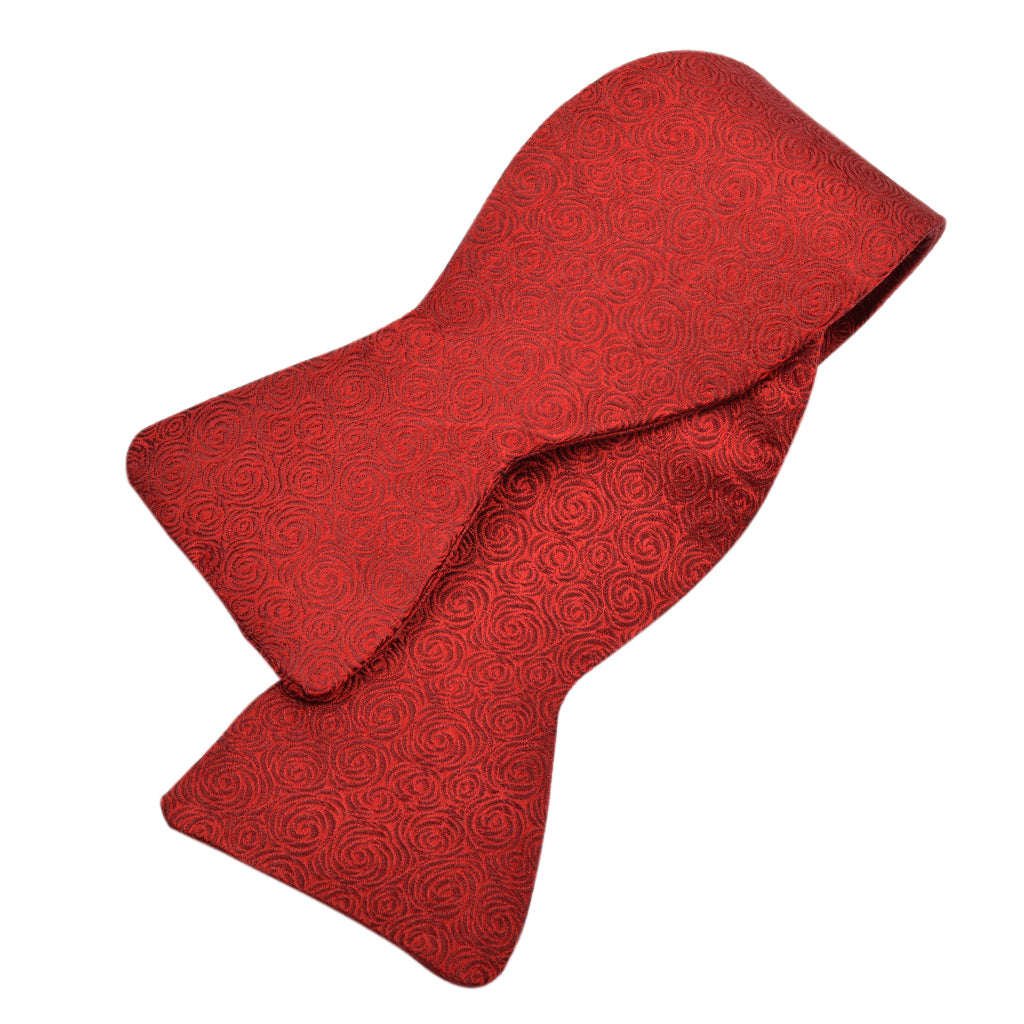 Red Tonal Rosebud Silk Woven Jacquard Bow Tie in Choice of Styles (Regular and Long Length) by Dion Neckwear