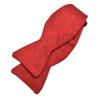 Ruby Red Tonal Peacock Feather Woven Jacquard Bow Tie in Choice of Styles (Regular and Long Length) by Dion Neckwear
