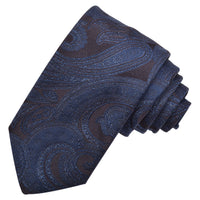 Navy with Navy Metallic Lurex Paisley Woven Silk Jacquard Tie by Dion Neckwear