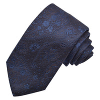Marine Navy with Navy Metallic Lurex Floral Paisley Woven Silk Jacquard Tie by Dion Neckwear
