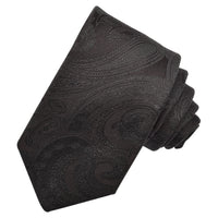 Black with Black Metallic Lurex Paisley Woven Silk Jacquard Tie by Dion Neckwear