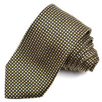 Black, Gold, and Light Gold Micro Diamond Woven Silk Jacquard Tie by Dion Neckwear