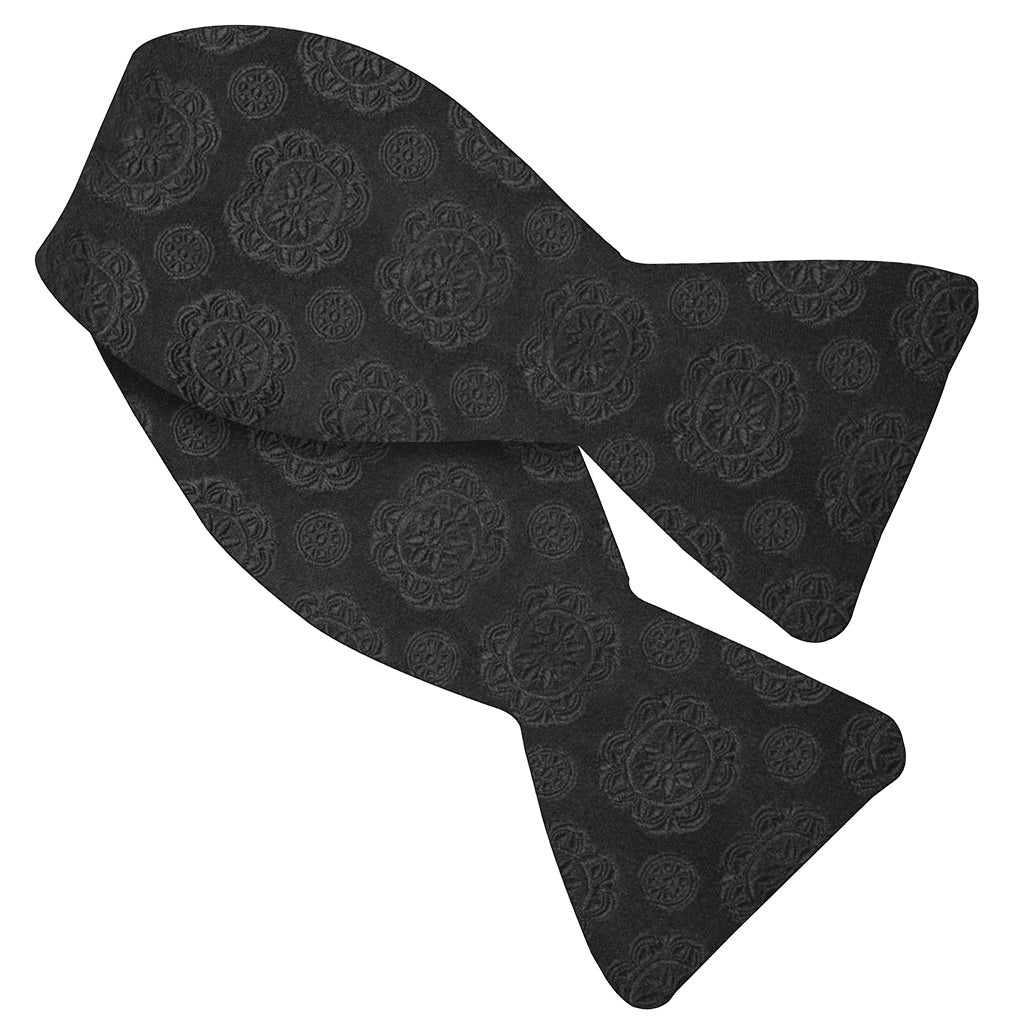 Black Medallion Silk Woven Jacquard Bow Tie in Choice of Styles by Dion Neckwear