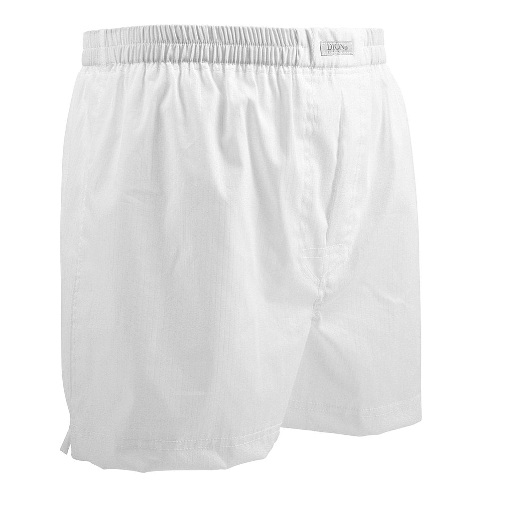 Tonal Stripe Cotton Jacquard Boxer Shorts in Eggshell White by Dion