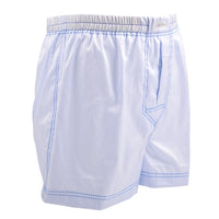 Natte Cotton Jacquard Boxer Shorts in Powder and Ice Blue by Dion