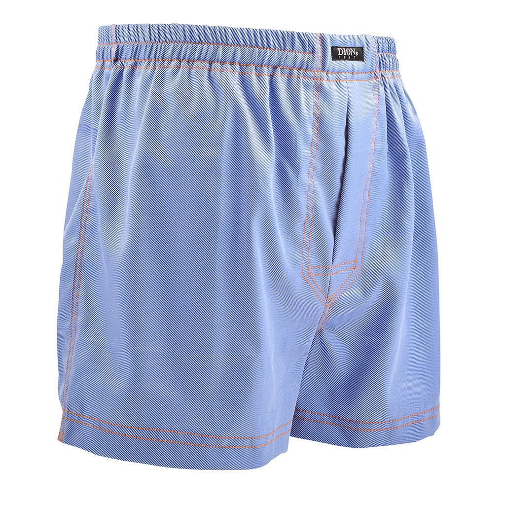 Faille Cotton Jacquard Boxer Shorts in French and Sky Blue by Dion