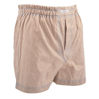 Micro Stripe Cotton Jacquard Boxer Shorts in Tan by Dion