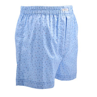 Micro Floral Cotton Jacquard Boxer Shorts in Powder Blue by Dion