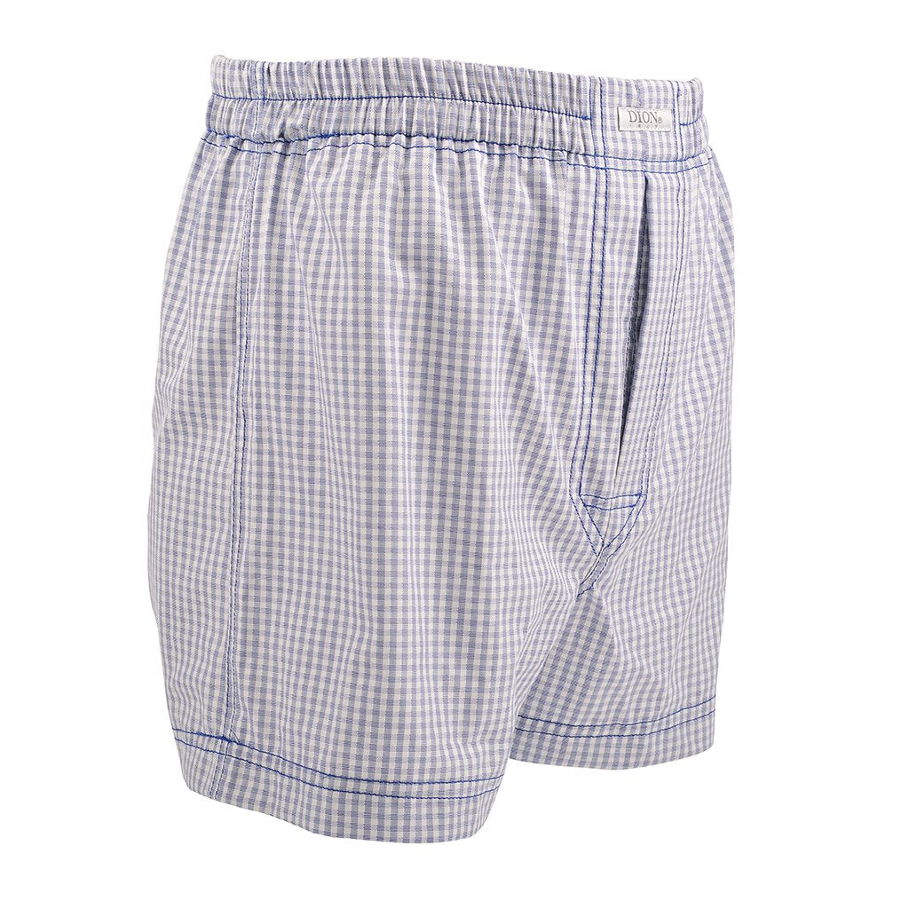 Gingham Cotton Jacquard Boxer Shorts in Navy by Dion