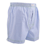 Micro Check Cotton Jacquard Boxer Shorts in French Blue by Dion