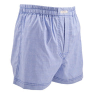 Glen Check Cotton Jacquard Boxer Shorts in French Blue by Dion