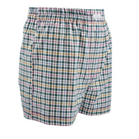 Plaid Cotton Jacquard Boxer Shorts in Forest Green Multi by Dion
