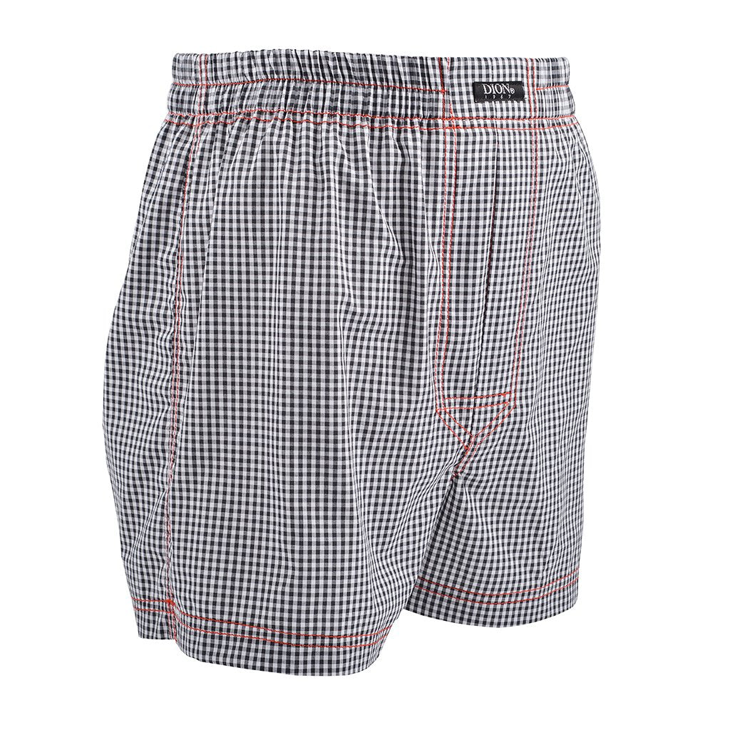 Gingham Cotton Jacquard Boxer Shorts in Black and Latte by Dion