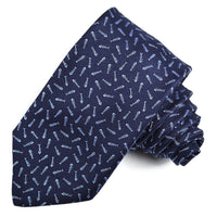 Navy and Sky Fish Bone Woven Jacquard Silk Tie by Dion Neckwear